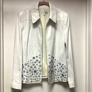 St. John Embroidered Leather Jacket